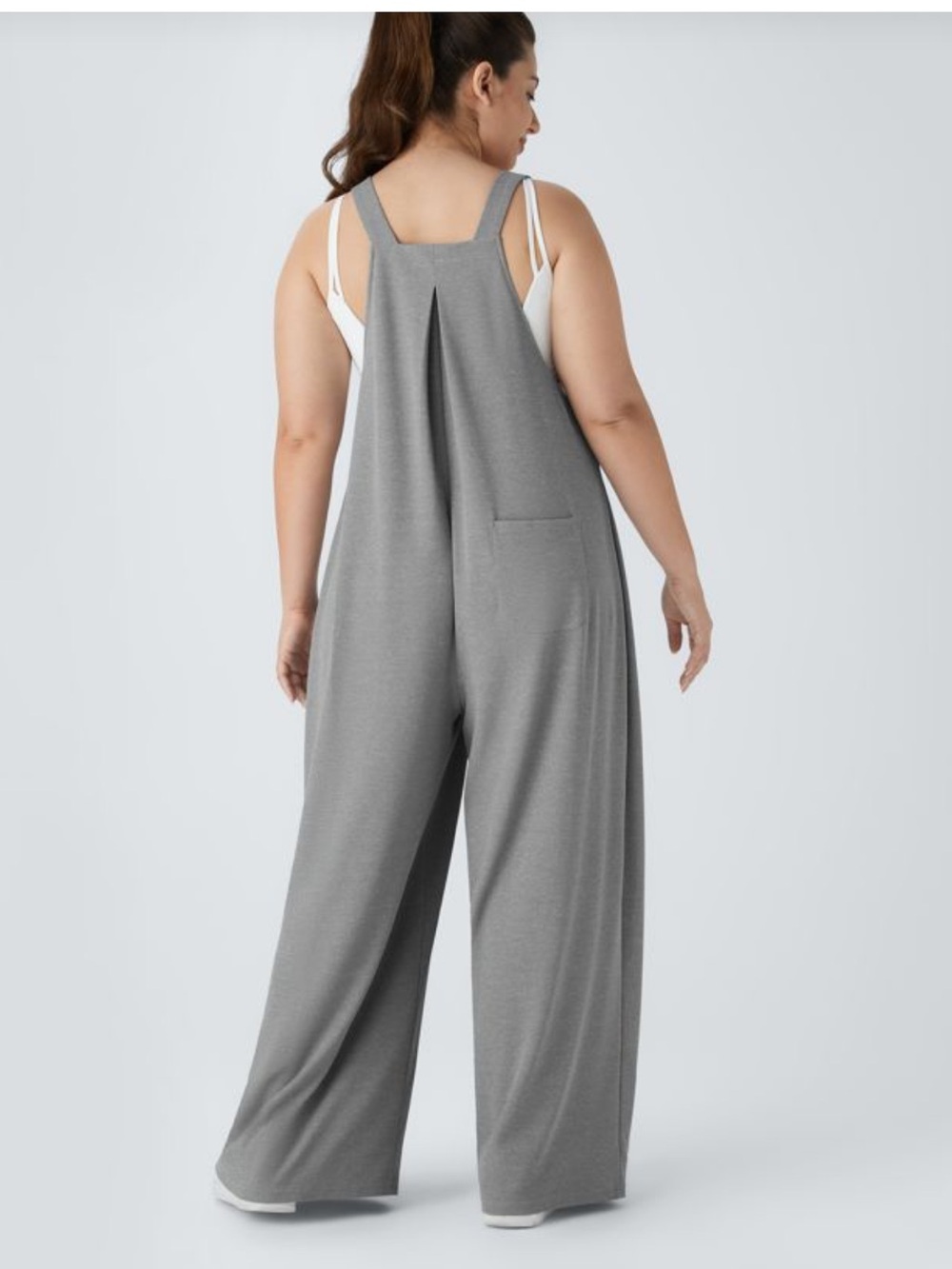 Halara NWT Wide-Leg Jumpsuit with Buttoned Straps - Light Gray women’s 3X - Picture 2 of 16